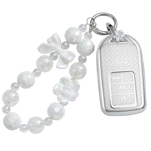 XUPEIXUN for Honda Key Fob Cover with Keychain, Silver TPU Key Case Protection Shell Compatible with Accord Civic CRV Pilot HRV Odyssey Ridgeline Passport Bling Car Accessories - Image 1