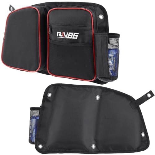 RKV86 Rear Door Bags for RZR, Heavy-Duty 1680D Waterproof, UTV Storage Bags with Knee Pad Cup Holder, for Polaris RZR XP4 1000(14-23), 4 900(15-18), XP4 Turbo(16-19), XP4 Turbo S(19-21) Red