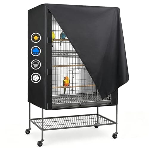LWFCOEE Bird Cage Cover, 33”L×23”W×41”H Large Birdcage Covers for Night, Waterproof Heavy Duty Cage Covers for Parrot Parakeet, Black - Image 1