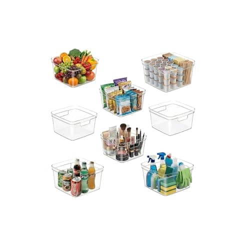 MOONEDGE 8-Pack Clear Cube Storage Bins, 10x10 Open-Top Plastic Organizer Boxes, Durable PET Containers for Closet Shelf,Pantry,Ktichen,Fridge,Playroom,Bathroom and Whole Home Organization - Image 1