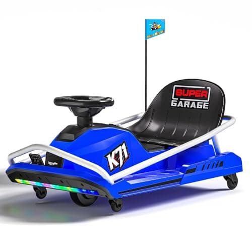 KerryYoo 24V Drift Kart, Crazy Kart with 300W Brushless Motor, 12 mph, High/Low Speed Switch, 360° Drifting, Electric Go Kart for Kids Ages 6-12, 130 lbs Capacity - Blue - Image 1
