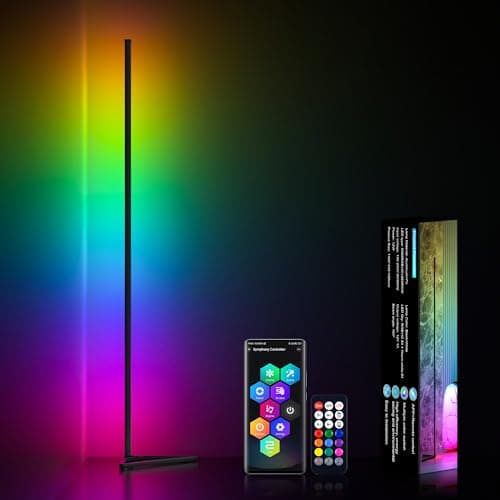 MIHEAL RGB Floor Lamp,16 Million Colors LED Floor Lamps 56" Lamps for Living Room with Music Sync,Standing Lamp with App and Remote Control,Gaming Ambient Lighting Corner Lamp Bedroom Decor - Image 1
