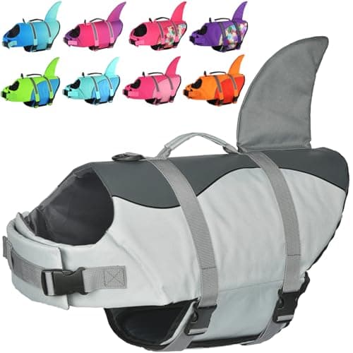 Doglay Dog Life Jacket, Ripstop Cute Shark Dog Life Jacket with Superior Buoyancy and Rescue Handle, Adjustable Dog Life Vests for Swimming Boating, Pet Flotation Vest for Small Medium Large Dogs - Image 1