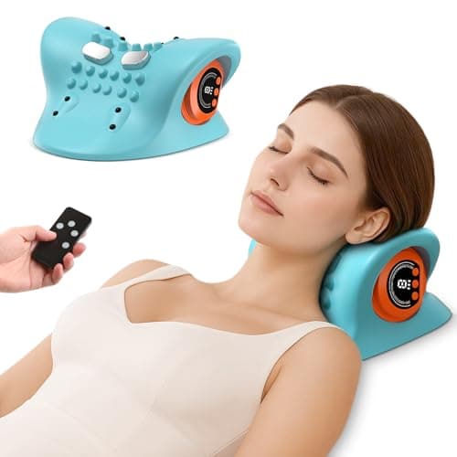 Neck Massager 2026 Portable Neck Traction Device, Cervical with Heating & Vibration–Relieve Muscle Tension,4-in-1neck Customizable Massage Modes with Wireless Remote Control