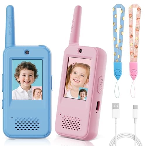 Video Walkie Talkies for Kids with 6 Voice Effects, Support Send Voice, Pictures, Emojis, and Selfies, Christmas Birthday Gifts for Kids Indoor Outdoor Camping - Image 1