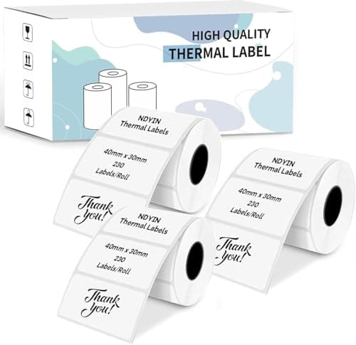 NDYIN Thermal Labels for N20 Label Maker,1.57"x1.18"(40x30mm), 230 Labels/Roll, for Barcode, Address, Mailing, Logo, Business, Name Tag, 3 Rolls - Image 1