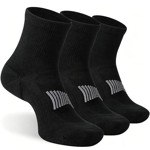RTZAT 3 Pairs Merino Wool Socks for Men Business Casual Wool Ankle Thin Hiking Running Athletic Compression Thermal Support Warm Breathable Cushioned No-Show Low Cut Sock - black Large - Image 1