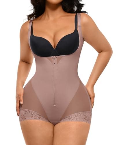 SHAPELLX Tummy Control Plus Size Shapewear for Women Fajas Colombianas Body Shaper Butt Lifter Bodysuit Postpartum Corset (Light Brown XX-Large) - Image 1