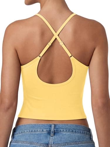 REORIA Women's Sexy Halter Backless Tank Top Sleeveless Y2K Trendy Double Lined Going Out Slim Fit 2026 Summer Cami Crop T-Shirts (Popcorn Medium) - Image 1