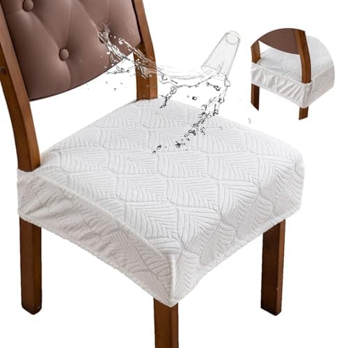 YUEANG Removable Washable Dining Chair Seat Covers Set of 4,Stretch Jacquard Chair Seat Cushion Protector Slipcovers, Rear Covers
