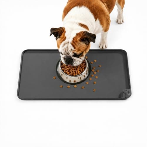 ESTHELLO Waterproof Pet Feeding Mats - Advanced Silicone Dog Food Mat Easy to Clean for Dog & Cat Bowls, 19''X12'' Premium Gray - Image 1