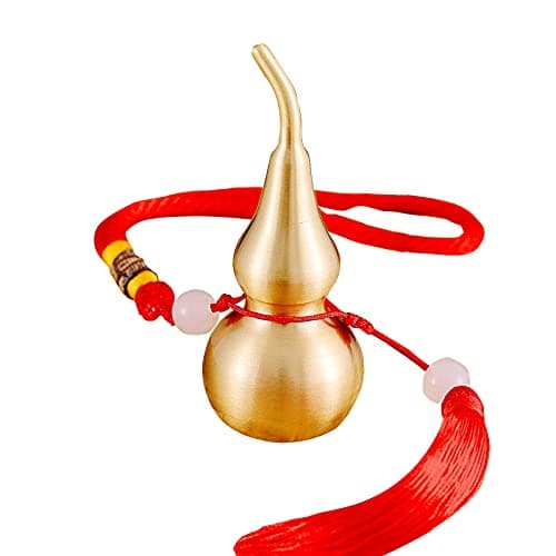 Hanging Decoration Good Luck Wu Lou Gourd,with Tassel for Housewarming Statue Charm Amulet Home Decor,3.18 inch Tall,Full Brass, Hu Lu Bring You Wealth Peaceful, Safty, Healthy,Success - Image 1