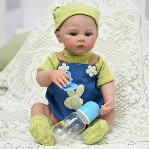 PUAMUBUA Real Life Baby Dolls,18 Inch Lifelike Realistic Newborn Baby Dolls with Cute Soft Vinyl Body, Muñecas Reborn Toddler,Silicone Baby Doll with Accessories for 5 Year Old Girl (Green) - Image 1