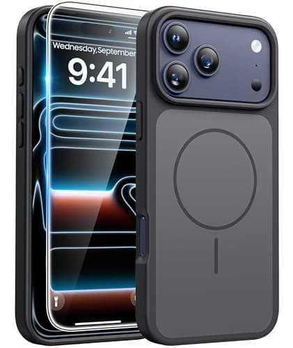 FNTCASE for iPhone 17 Pro case Black: Compatible with Magsafe, Magnetic 17 Pro Phone Cases with Screen Protector, Military Grade Shockproof Protective Dual-Tone Trending Design Cover, 6.3 inch - Image 1