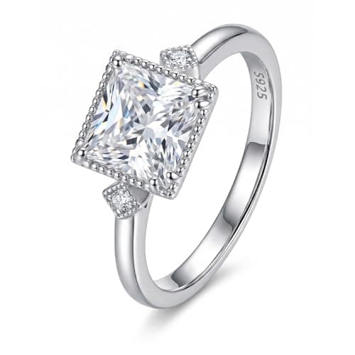 TOPROO 925 Sterling Silver Rings Wedding Bands for Women, White-Gold Plated Promise Rings for Her - Image 1