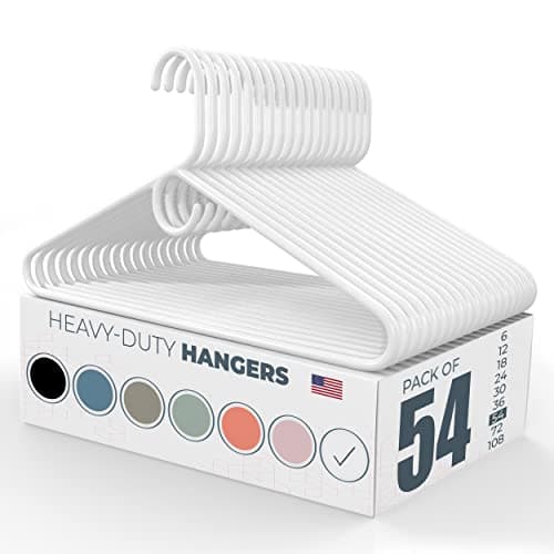 Neaties Heavy Duty Clothes Hangers 50 Pack (54 Count) – Made in the USA – 8lb Capacity Plastic Hangers for Adult Clothing – Durable for Pants, Coats, Jackets, or Jeans – White - Image 1