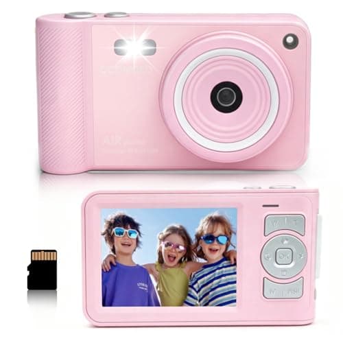 Digital Camera,Pink Digital Camera for Kids Teens 3-18, 50MP FHD 1080P Compact Camera with GB Card, 16X Zoom Anti-Shake,Webcam for PC,Christmas Birthday Gifts for Girl Boys 3-12, 13-18 Years Old - Image 1