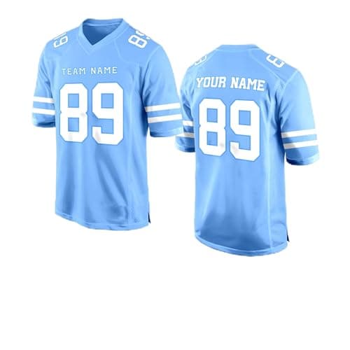 Light Blue White Custom Football Jersey for Women Men Team Clothing Name Number Jerseys Personalized Shirt Youth Kids Customized Football Uniform Fans Birthday Gift - Image 1