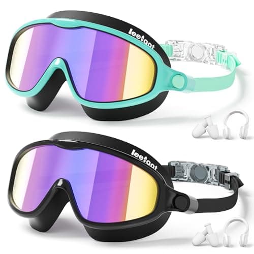LEEIGGT 2 Pack Kids Swim Goggles, Anti-Fog UV Protection Swimming Goggles for Boys Girls Age 3-14, Leakproof Wide View Youth Goggles - Image 1