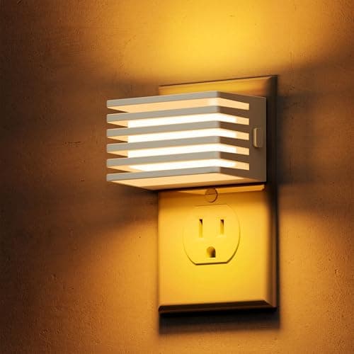 L LOHAS LED Modern Plug in Night Light with Dusk to Dawn Sensor, 2000K Amber Warm Night Lights Plug into Wall, Dimmable Night Light for Bedroom, Bathroom, Kids' Room (White, 2 Pack) - Image 1