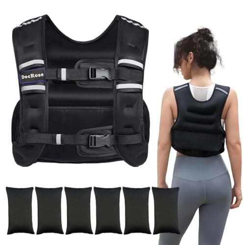 Adjustable Weighted Vest for Women and Men, DecRose 6-10lb/12-18lb Rucking Vest with 6 Ironsand Weights, Body Weight Vest for Home Workouts, Running, Walking and Strength Training - Image 1