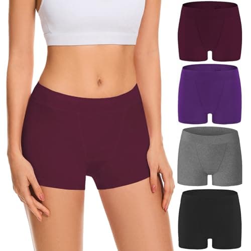 Migbean Cotton Boyshort Underwear for Women Boy Shorts Soft Boxer Briefs Mid Waisted Panties for Ladies 4 Pack Small - Image 1