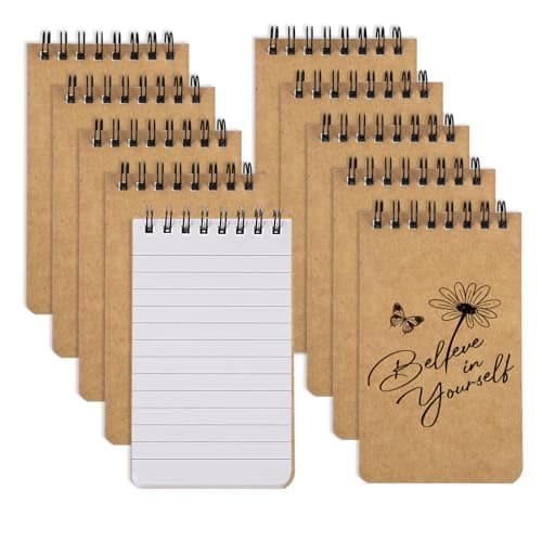 BESARME 10 Pcs Small Notepads 3x5, Kraft Spiral Pocket Notebook Bulk Mini Lined Notepad Memo Pads for Men Students Back to School Gift - Image 1