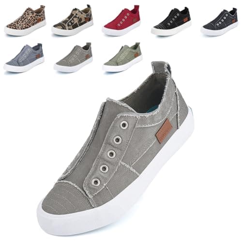JENN ARDOR Womens Fall Slip On Fashion Sneakers No Laces Comfortable Casual Low Canvas Sneakers Flats Walking Shoes - Image 1