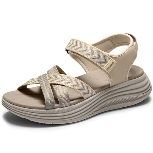Vilanva Women's Comfortable Orthopedic Platform Walking Sandals with Arch Support Adjustable Buckle Cushioned Midsole for Plantar Fasciitis Relief Casual Sport Summer Outfits - Image 1