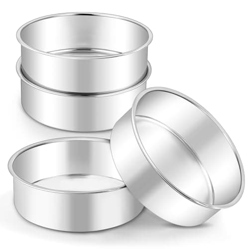 LIANYU 6 Inch Cake Baking Pans Set of 4, Stainless Steel Round Cake Bake Pan, Fit in Pot Pressure Cooker Air Fryer, Healthy & Toxic Free, Leak-proof & Dishwasher Safe - Image 1