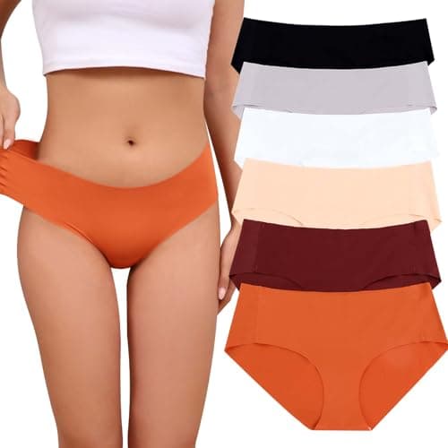 Atisek Mid Waist No Show Underwear for Women Seamless Full Coverage Panties 6 Pack Multicolor - Image 1