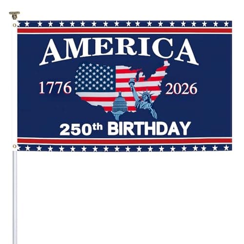 USA 250th Anniversary Flag For Outside Double Sided Heavy Duty 3x5 Ft American Flags Merchandise 1776-2026 Celebration Patriotic Decor Blue - Image 1