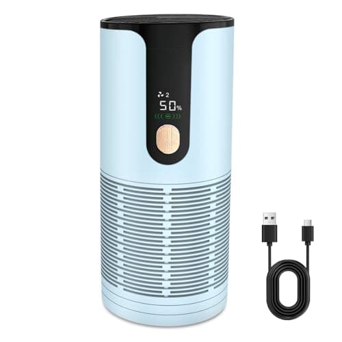 Arint Mini Car Air Purifier-Cordless True HEPA Portable Small Air Purifier, LCD Display&15dB Quiet,Filters 99.97% of Smoke/Dust/Pet Odors,for Cars/Office/Travel (Light Green) - Image 1