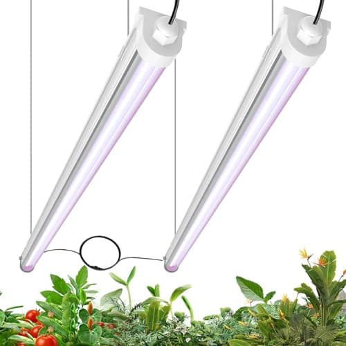JESLED Waterproof Plant Grow Lights, 3FT Full Spectrum Grow Light for Seedling, Flowering & Fruiting, 72W (2 x 36W, 450W Equiv), Linkable Grow Light Strip, Plug and Play, Pinkish White,2-Pack