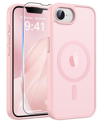 FNTCASE for iPhone 17e Case Pink: Translucent iPhone 16e Cases Compatible with MagSafe, Camera Protection & Tempered Glass Protector, 14FT Military Grade Drop Tested, Matte Skin-Friendly Cover - Image 1