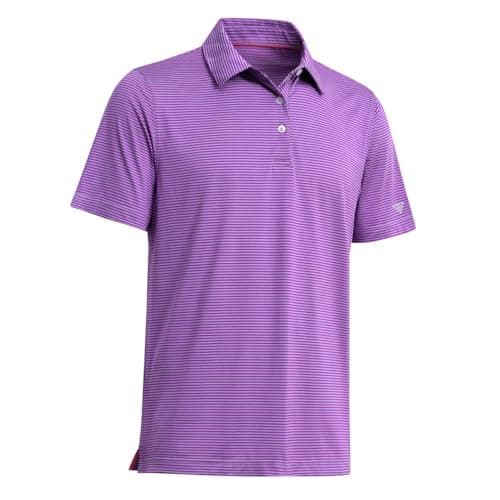 Mens Golf Shirts Moisture Wicking Dry Fit Short Sleeve Performance Sport Stripe Golf Polo Shirts for Men - Image 1