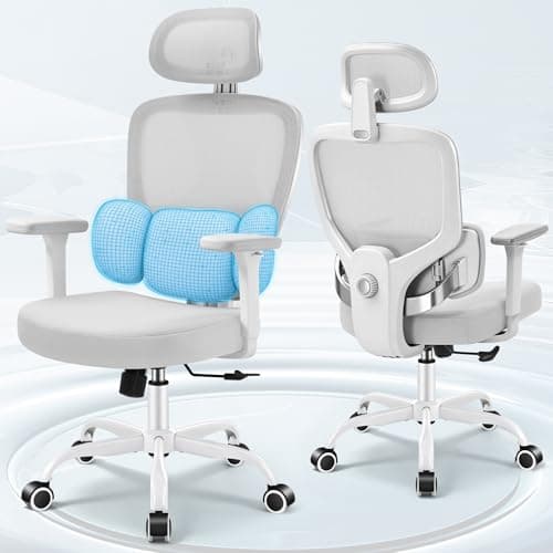 Hayelf Ergonomic Office Desk Chair, High Back Breathable Mesh Computer Chair, 3D Lumbar Support, 2D Headrest & 3D Armrests, 300lbs Heavy Duty Task Chair for Home Office Work Gaming, Gray - Image 1