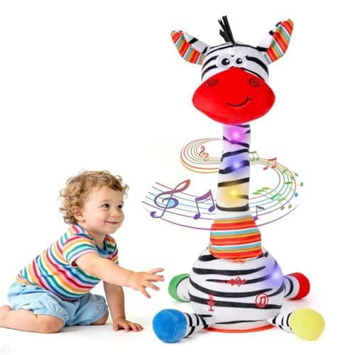Dancing Talking Zebra Toy,Interactive Mimicking Repeating Zebra Plush Toy,Funny Gift Infant 6-18 Months,10 Children's Song,Tummy Time Toy Zebra Stuffed Animal for Toddlers 1 2 3 Year Old Boy Girl - Image 1