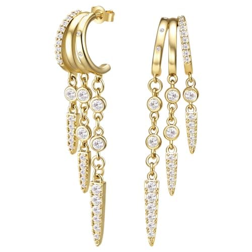 COTATI Dangle Earrings for Women,18K Gold Plated Dainty Triple Drop Chain Huggie Stud Earrings,Trendy Dangling Hypoallergenic Jewelry (Gold 1) - Image 1