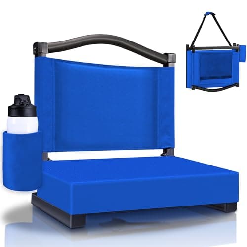 HABUTWAY Stadium Seats with Back Support and Thick Cushion Bleacher Seats with Backs and Cushion Wide, Stadium Chairs Include Shoulder Strap and Pocket, Perfect for Sports Events (Blue) - Image 1