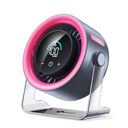 USB Desk Fan for Bedroom: 100 Speeds Digital Display Quiet Portable Fan with Turbo Airflow, 120° Rotating Small Rechargeable Battery Desktop & Wall-Mounted Fans for Bedroom Home Office (Pink) - Image 1