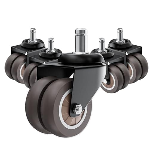 ASHGOOB 2 Inch Office Chair Wheels (Set of 5), Heavy Duty Grey Rubber Chair Casters Replacement, Desk Chair Wheels for Hardwood Floors and Carpet, Smooth & Quiet Universal Fit for Most Chairs(5 Pack) - Image 1