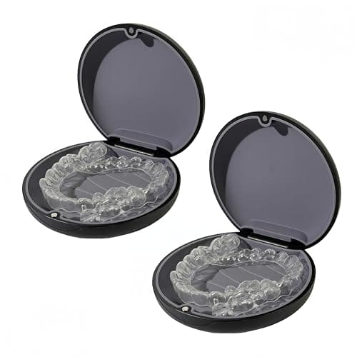 Maoerdental 2PCS Retainer Case Compatible with Invisalign,Cute Slim Aligner Case,Customized Magnetic Closure Orthodontic Retainer Cases (2 Pack Black+ Dark Grey Silicone) - Image 1