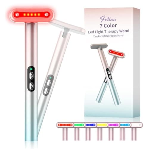 Red-Light-Therapy,Led Facial Light Therapy 7 Colors Eye Beauty Wand Face Massager Red for Skincare & Blue Rejuvenation Tool