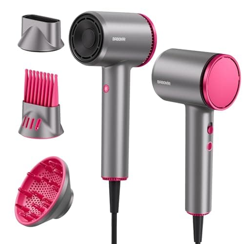 BABONIR Hair Dryer, 110,000 RPM High-Speed Brushless Motor for Fast Drying, 1875W Plasma Blow Dryer with Comb, Diffuser & Concentrator, 550 Million Ionic Hairdryer, Low Noise, for Travel, Salon (Gray)