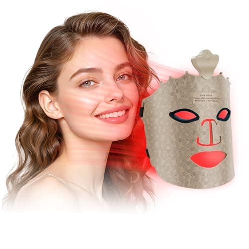 Red Light Therapy for Face, Cordless 7 Color LED Face Mask, Rechargeable 240 LED Beads Facial Light Mask with Eye Protection, Soft Silicone Portable Face Mask for At-Home & Travel Use, Brown