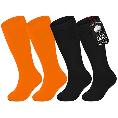 Urban Virgin Kids Soccer Socks Athletic Knee High Tube Toddler Baseball and Football Socks for Boys and Girls 2 Packs B-Black,B-Orange 1-3 Years - Image 1