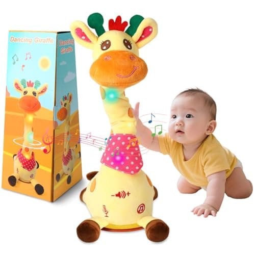 JISONCASE Talking Dancing Giraffe Baby Toy, Adjustable Volume Tummy Time Toy Repeating What You Say, Singing Mimicking Recording Sensory Education Gifts for Toddlers Boy Girls - Image 1