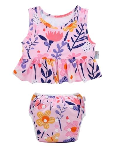 ALVABABY Swim Diaper with Matching Top, Baby Reusable Toddler Swimsuit,Infant Bathing Sleeveless Tankini Swimwear ZSWT18A - Image 1