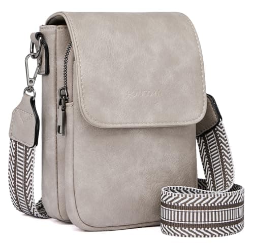 POIUGOYA Small Crossbody Bags for Women Trendy,Leather Triple Compartment Cell Phone Crossbody Wallet Purses with Card Slots - Image 1